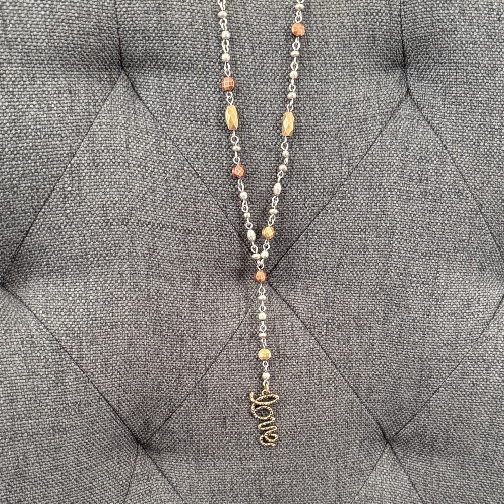 Lucky Brand Gold and Rose Bead 'Love' Pendant Necklace - Women Jewelry
